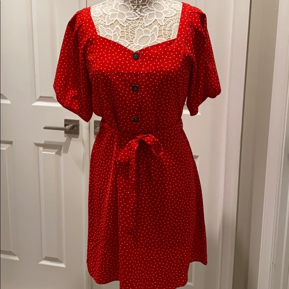 Monetary Red/White Polka Dot Dress